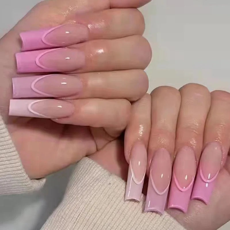 Long ballerina Coffin Shaped Nails (W116)
