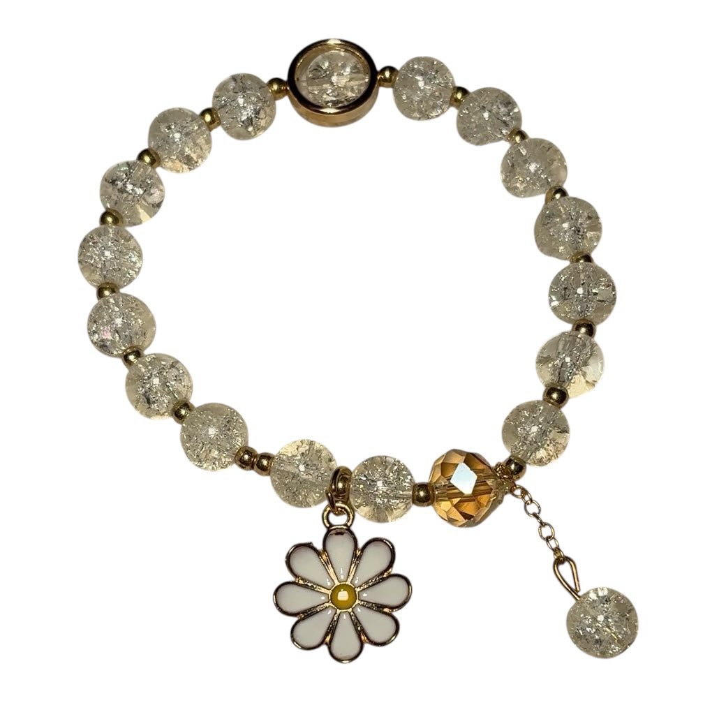 White Flower Beaded Bracelet