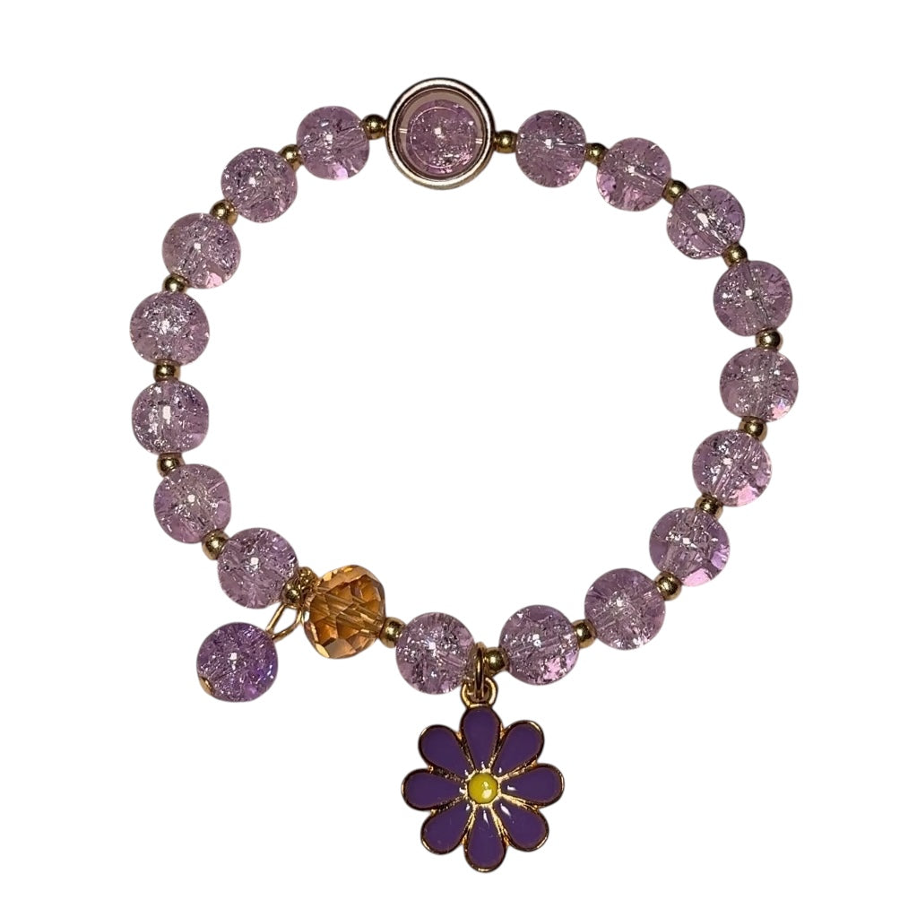 Purple Flower Beaded Bracelet
