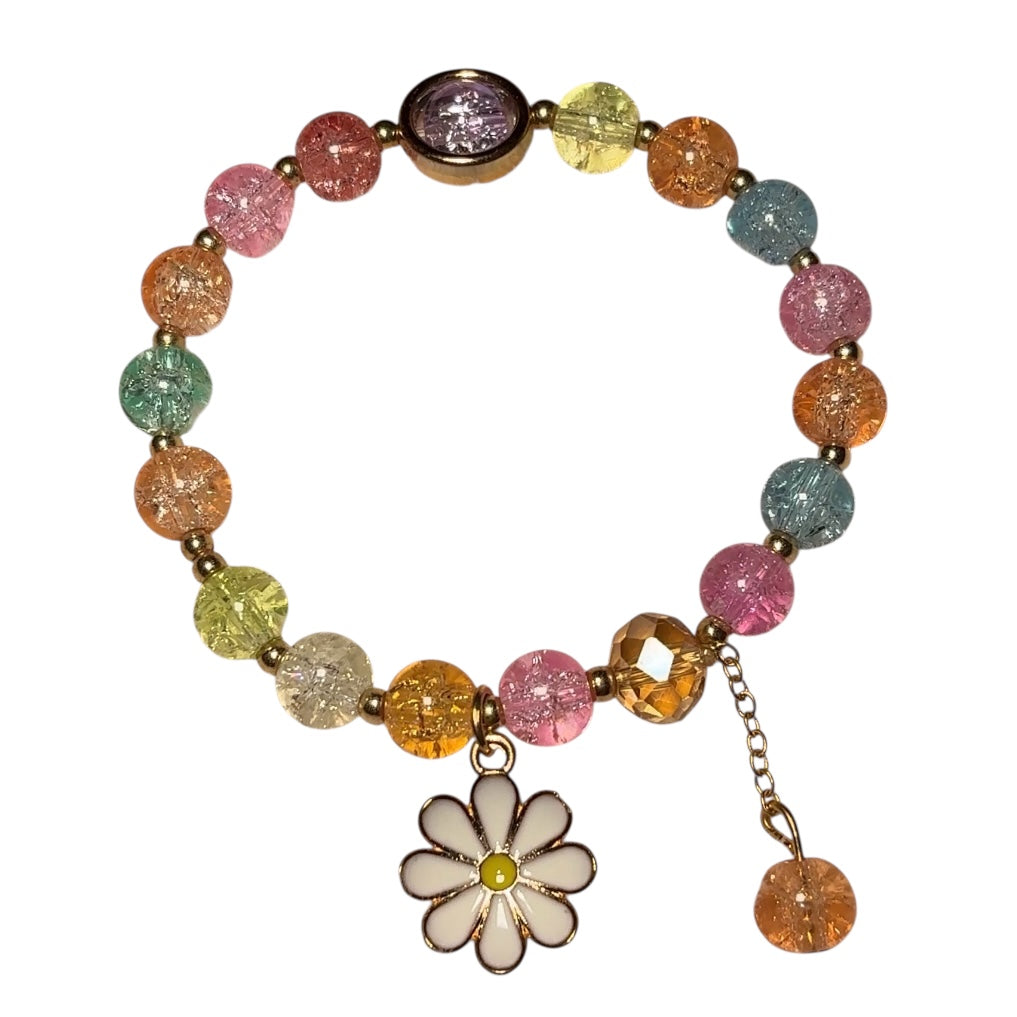 Rainbow Flower Beaded Bracelet